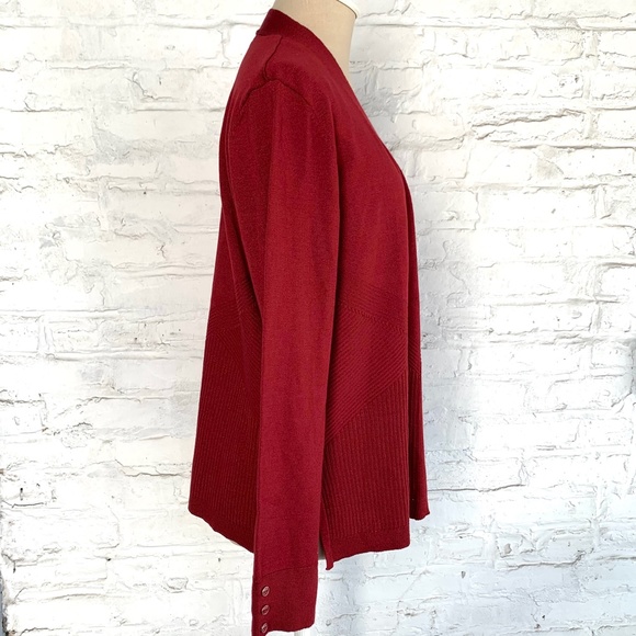 Cardigan Sweater red knit open front petite large - Picture 5 of 10